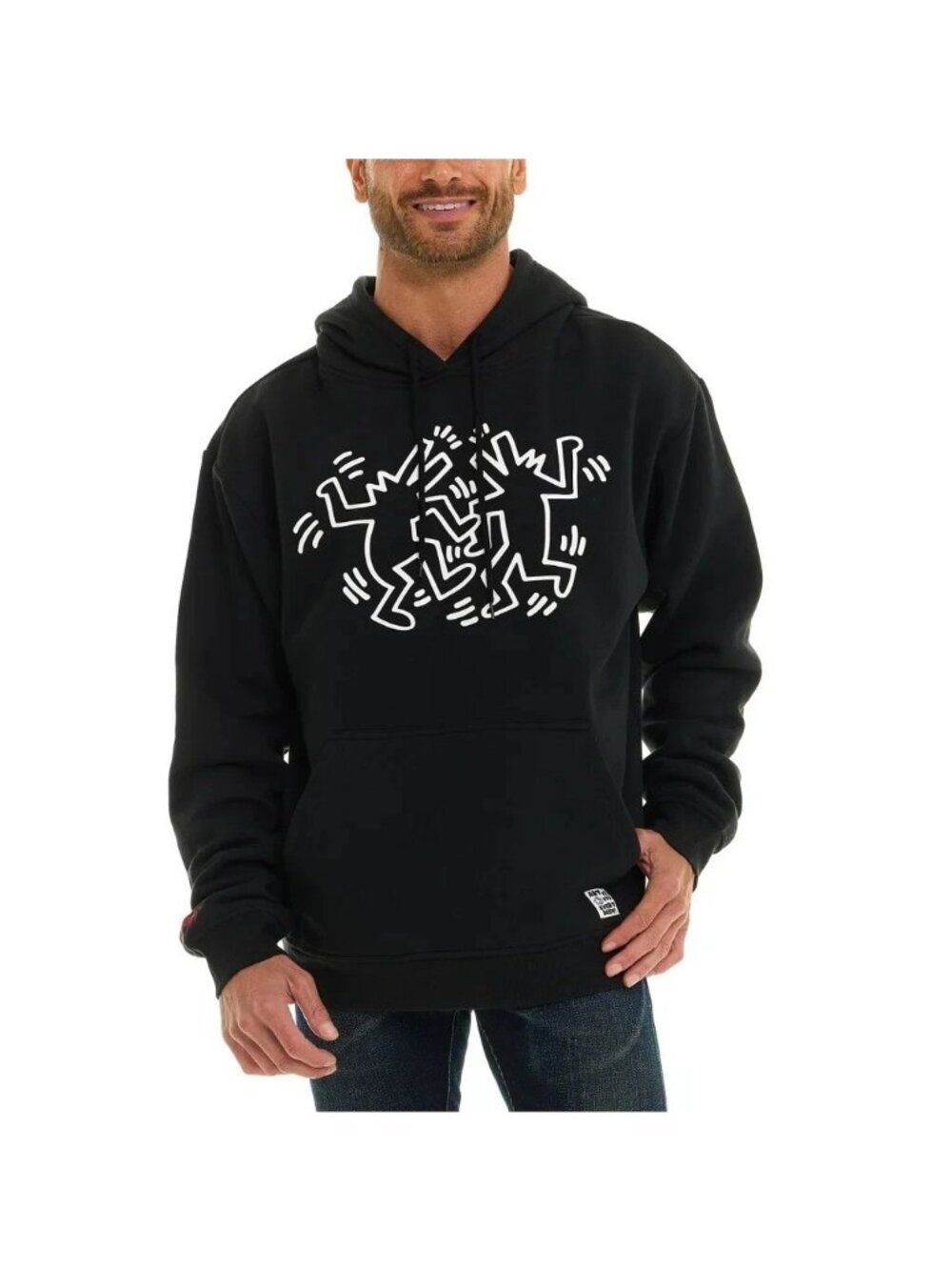 NWT Keith Haring Men's Size L Black Hoodie Art Graphic Cotton Blend